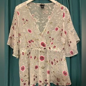 White and Floral Blouse